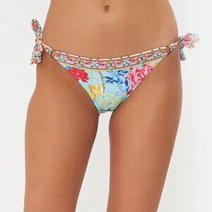 Camilla "Go Stag" Ring Side-Tie Bikini Bottoms, Multicolor